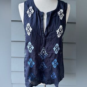 Lucky Brand sleeveless embroidered top sz M